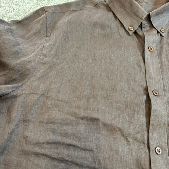 Onslöe 100% Linen Button Down Shirt Brown XL Classic Fit Long Sleeve Preppy - Picture 15 of 16